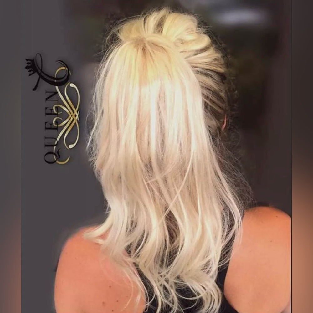 Queen C AIRess Ash Blonde Lightweight Human Hair Ponytail Extension Fine Hair